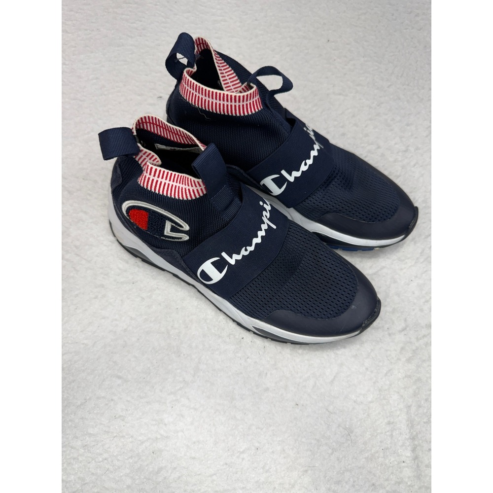 Champion Rally Pro Navy Blue White Red Slip On Sock Sneakers Mens 8.5M